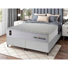 Conjunto Cama Box c/ Molas Ensacadas New Moon Branco Queen 158x198x66