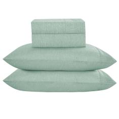 Jogo Cama Lençol Casa Scarpa Alba Queen Detalhes Plissados Percal 300 Fios 4 Peças - Verde Menta