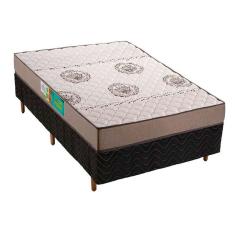 Cama Box Solteiro: Colchão Espuma Polar D33 Pérola + Base crc Fantasy Black(88x188)