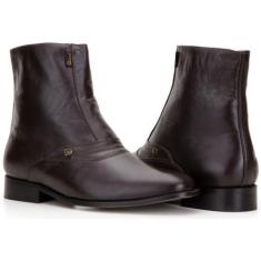 Bota Masculina Cano Curto Couro Zíper Costura Capelli Boots Café 44, 4