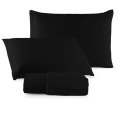 Jogo de Lençol Casal King 03 Pçs C/ Elástico Malha 100% Algodão Liso -