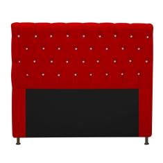 Cabeceira Estofada Cristal 160cm Queen Size Vermelho