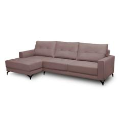 Sofá 4 Lugares Heros com Chaise Esquerdo Veludo Rosê