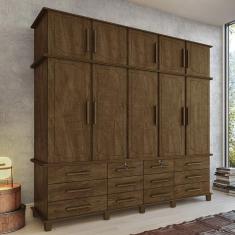 Guarda Roupa Casal 10 Portas Com Maleiro E 12 Gavetas Malbec