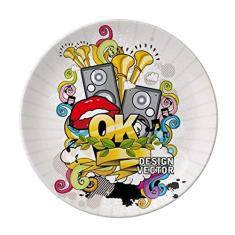 Graffiti Street Culture Placa estéreo de porcelana decorativa Salver Prato de jantar