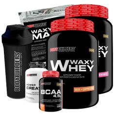 Kit 2 x Whey Protein Waxy Whey 900g + BCAA 4,5 100g + Creatina 100g + Waxy Maize 800g-Unissex