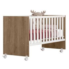 Berço Nacional Doce Sonho 3540 Carvalho Rústico TOQ Branco  - Qmovi