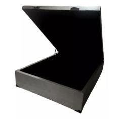 Cama Box Baú 1,38 x 188 c/ 48cm de altura Corino-Linho Cinza