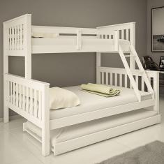 Treliche De Madeira Com Cama Casal/Solteiro Totalità Branco