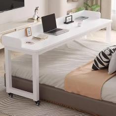 Mesa sobreposta com rodas, estação de trabalho de mesa para computador móvel, ao lado da mesa, mesa rolante para escrita em laptop, mesa para carrinho de mesa para laptop para sala de estar,