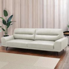 Sofá Decorativo Ashton 3 Lugares Sala de estar 216cm Pés em Aço Couro 