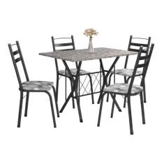 Conjunto De Mesa Itália New Com 4 Cadeiras 1,20m Artefamol Dark / Gran