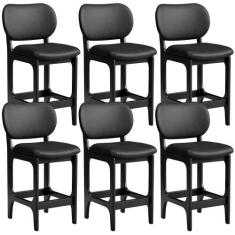 Kit 06 Banquetas Baixa Bar Cozinha E Sala De Jantar Fixa Betta L02 Tec