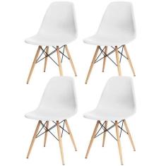 Kit 04 Cadeiras Decorativas Eiffel Charles Eames F03 Branco com Pés de