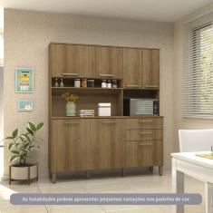 Cozinha Compacta 7 Portas E 2 Gavetas Com Tampo Luciane Móveis Carvalho Avelã