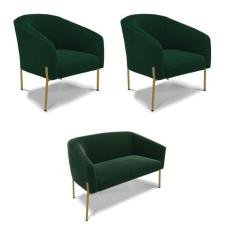 Namoradeira E 2 Poltronas Pé Ferro Dourado Stella Bouclê D03 - D'rossi