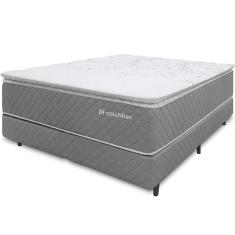 Cama Box com Colchão Casal Molas Ensacadas Pillow Top Premium Sleep Cinza 138x188cm bf Colchões
