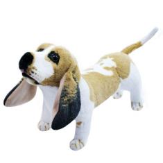 Cachorro Basset Hound Realista Em Pé 40cm - Pelúcia - Fofy Toys
