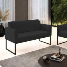 Sofá Namoradeira Base Industrial Preto Marisa Veludo Preto - DRossi