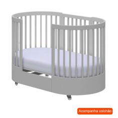 Berço Multifuncional com Colchão Wave Cinza e Branco