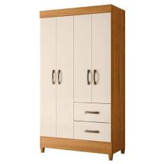 Guarda Roupas Solteiro 4 Portas 2 Gavetas Mobi Carvalho / Off White Albatroz