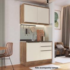 Cozinha Compacta 2 Peças 3 Portas Viena Freijó / Cinza Argila