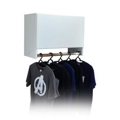 SHOP ND Armário Aéreo Multiuso Com Cabideiro Lavanderia Cozinha Parede Área Serviço MDF Branco 60cm