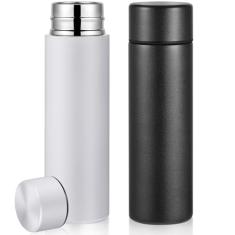 Irenare Mini garrafa de água de 142 g, mini bolsa térmica de aço inoxidável, garrafa de água, linda garrafa à prova de vazamento, mantém a bebida fria e quente para mulheres (preto, branco, 2 peças)