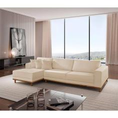Sofá Cronos 03 Metros Chaise Lado Esquerdo Meu Sofá Online A294 Linho Creme