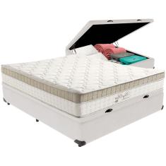 Cama Box Baú Branco E Colchão King Best Molas Ensacadas Casal 138x188x33 Anjos