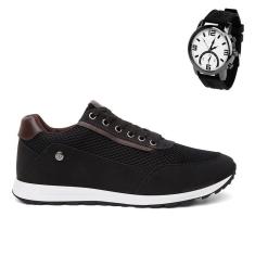 Tênis Masculino De Amarrar Super Leve E Macio + Relógio 1313-Masculino
