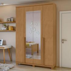 Guarda Roupa Solteiro com Espelho 4 Portas 2 Gavetas Alonzo 100% MDF -