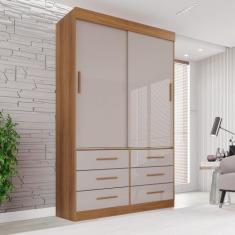Guarda Roupa Solteiro 2 Portas 6 Gavetas Luana - Sallêto Móveis