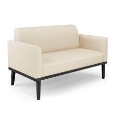 Sofá Namoradeira Base de Madeira Fixa Preto Marisa Linho D03 - D`Rossi