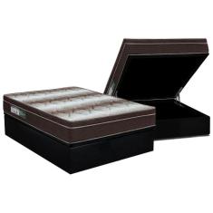 Cama Box Baú Casal: Colchão Ortopédico Ortobom Light + Base CRC Suede Black(138x188)