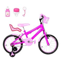 Bicicleta Infantil Aro 16 Alumínio E Cadeirinha Pink E Rosa
