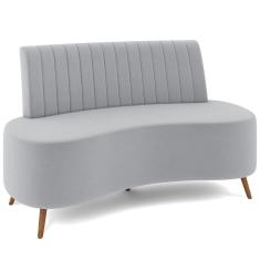 Sofá Chaise Living 2 Lugares 135cm Para Sala Cayman K01 Veludo Cinza