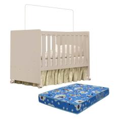 Berço Americano Katatau Areia Fosco Com Colchão D18 - Reller Móveis Areia Fosco