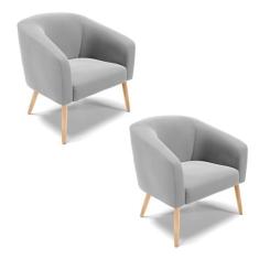 Poltrona Decorativa Pé Palito Natural Kit 2 Stella Suede D03 - D'Rossi