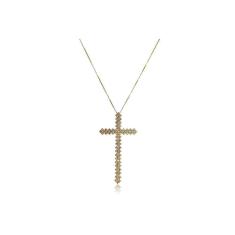 Colar Com Cruz Folheado Em Ouro 18k