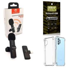 Capa Samsung A32 4G + Microfone Lapela Sem Fio + Película 3D