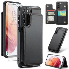 Asuwish Capa de celular para Samsung Galaxy S21 Plus S21+ 5G capa carteira com protetor de tela e bloqueio RFID de couro PU suporte para cartão de crédito celular S21+5G S21plus 21S + S 21 21+ G5