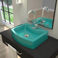 Kit Cuba RT41 com Torneira Luxo 1195 Metal e Válvula Click 1 Polegada B e Sifão Pvc e Flexível Compace Azul Turquesa