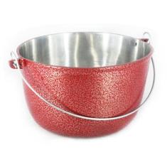 Caldeirão Alumínio Fundido Craqueado Alça Galvanizada Vermelho 14cm