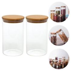 Pote hermético para alimento tampa bambu kit 2 peças 1000ml - Mimo Sty