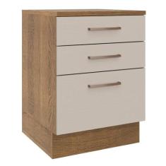 Balcão 60 Cm 3 Gavetas Agata Madesa Rustic/crema