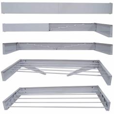 Varal Magico 7 Varetas Aluminio 120cm - Dobravel Branco