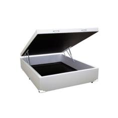 Base Box Baú Casal Sintético Branco - 39x138x188 Lord