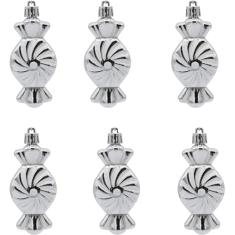 6 peças de 3,5 polegadas em forma de doces enfeites de Natal sortidos de plástico inquebrável de Natal pendurado decoração caixa conjunto feriado decoração de festa de casamento /627 (Size : Candy Si