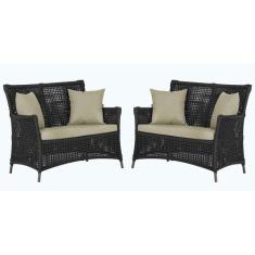 2 Sofás Área Externa Igapó Alumínio Pintura Marrom Corda Náutica Estof